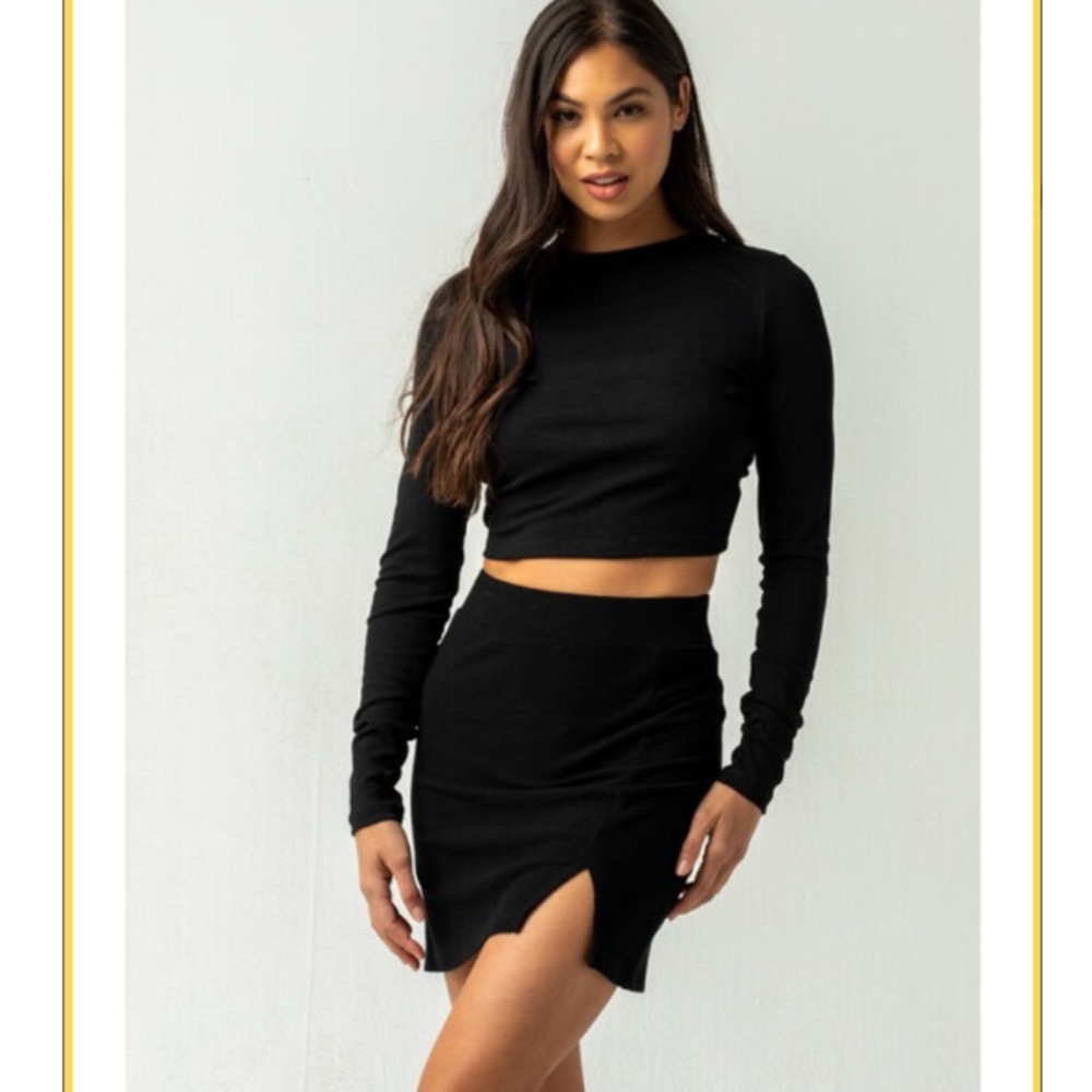 4TH & RECKLESS Black Maya Ribbed Knit Mini Skirt